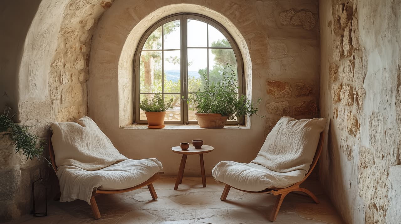 Two chairs facing a Mediterranean view